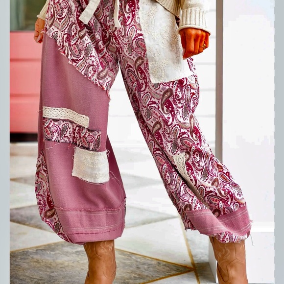 POL Pants - POL Pink Paisley Patchwork Joggers